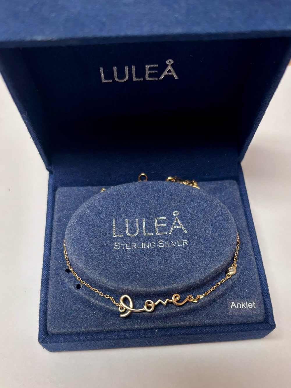 14K Gold Plated Sterling Silver Anklet with Crystal Accent.  Two length choices!